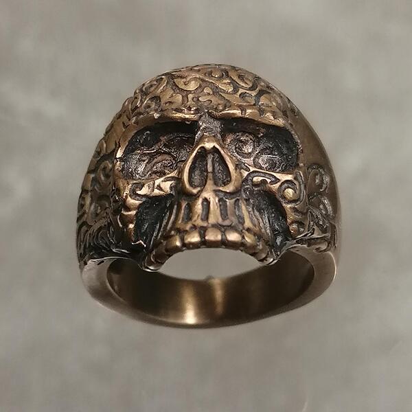 Anello artigianale teschio in bronzo