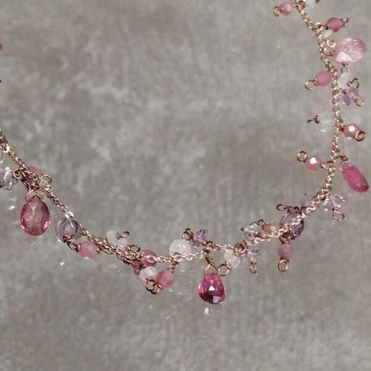 GIROCOLLO MINIMAL PRINCESS IN ARGENTO E TORMALINE ROSA