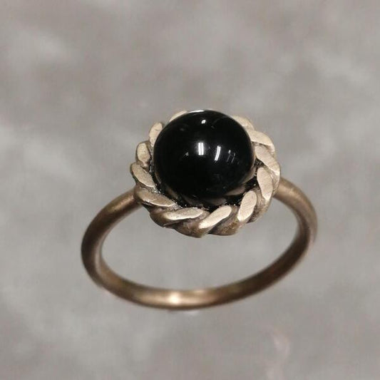ANELLO TORTIGLIONE IN BRONZO CON ONICE