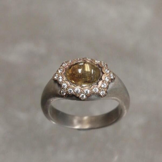 ANELLO CLOE ARGENTO BRONZO CITRINO E ZIRCONI MIS 17