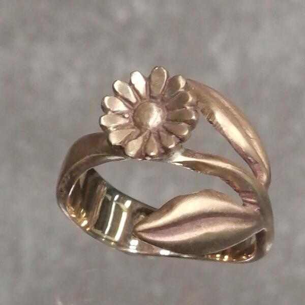 ANELLO BRONZO FOGLIE E FIORE