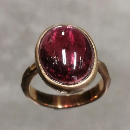 Anello Funny in bronzo e tormalina rosa
