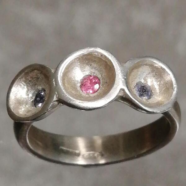 Anello Conca  in argento con tormaline mis 12