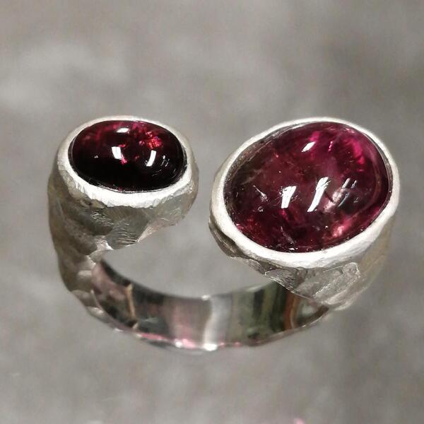 ANELLO ERICA IN ARGENTO E TORMALINE ROSA CM 1,3 E 0,7 MISURA 16