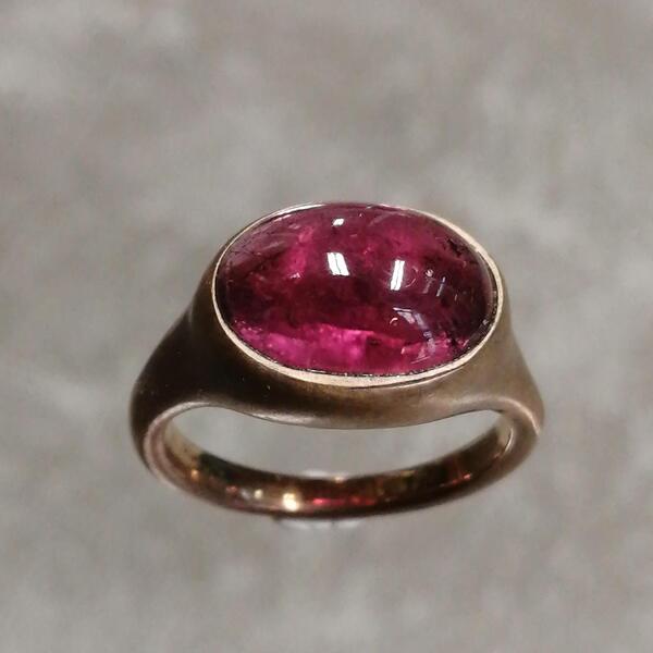 Anello  artigianale Gabry in bronzo e tormalina rosa