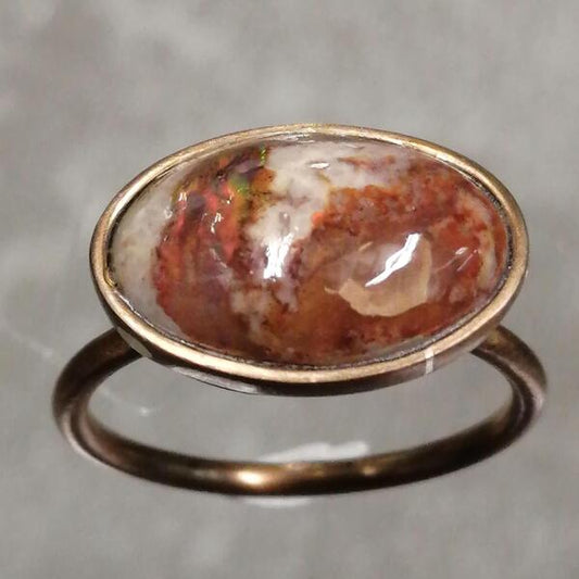 ANELLO BRONZO ALEY CON OPALE MESSICANO CM 1,5 X 1 MISURA 14