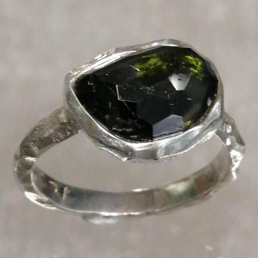 ANELLO ARGENTO  TORMALINA VERDE  CM 2ì1,2 X 1 MIS 13