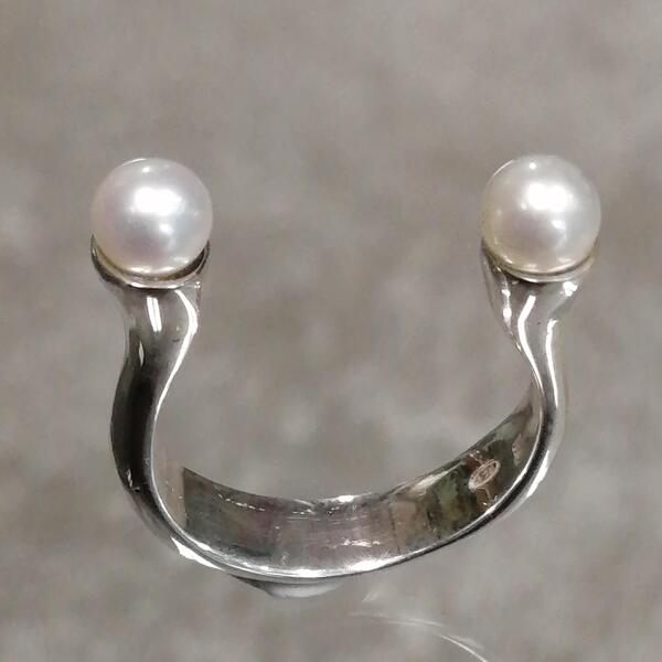 Anello donna  artigianale Pea in argento 925 e perle diametro 0,4