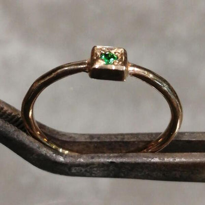 Anello Quadrum in bronzo rosso satinato e tsavorite