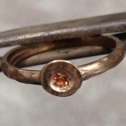 Anello artigianale Angelica in bronzo e citrino