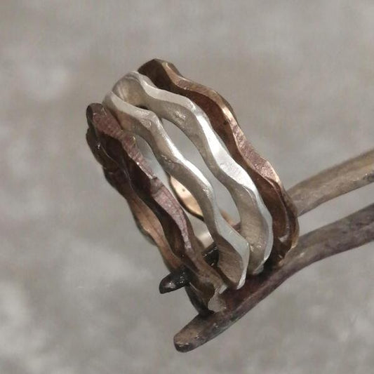 Anelli Onda in argento e bronzo
