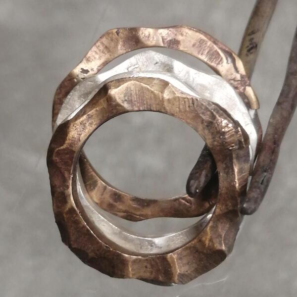 Anelli artigianali  Onda in argento 925 e bronzo