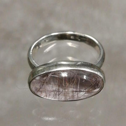 Anello artigianale  Olga argento 925 e quarzo rutilato