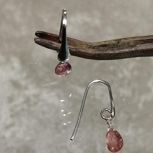 Orecchini  donna artigianali Elai in argento 925  con tormaline rosa