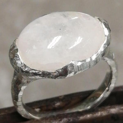 Anello donna artigianale in argento 925 e labradorite bianca