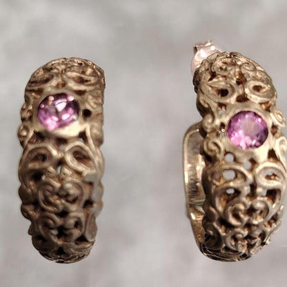 orecchini Dama di Bisanzio in bronzo e tormalina rosa