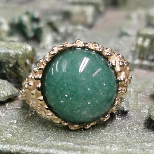 Anello donna  artigianale Greny bronzo giallo e avventurina