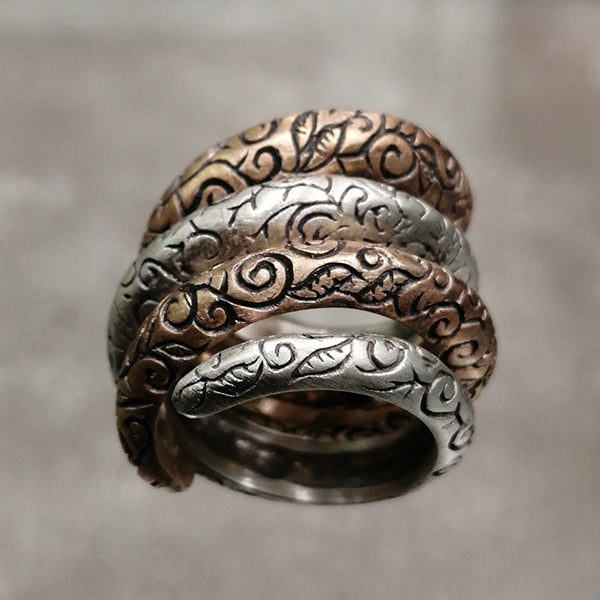 Anello artigianale First Love in argento 925 e bronzo