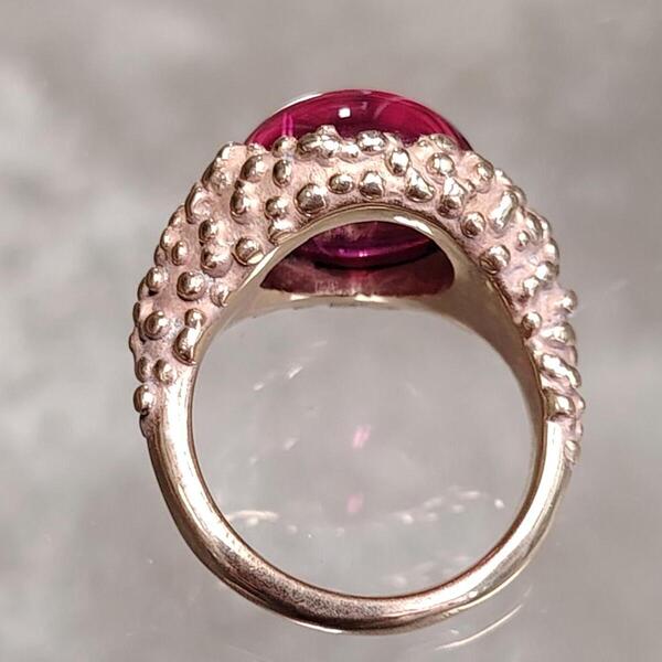 Anello Ball in Bronzo Rosso con Corindone Sintetico – Gioiello Artigianale Unisex Made in Italy Senza Nichel
