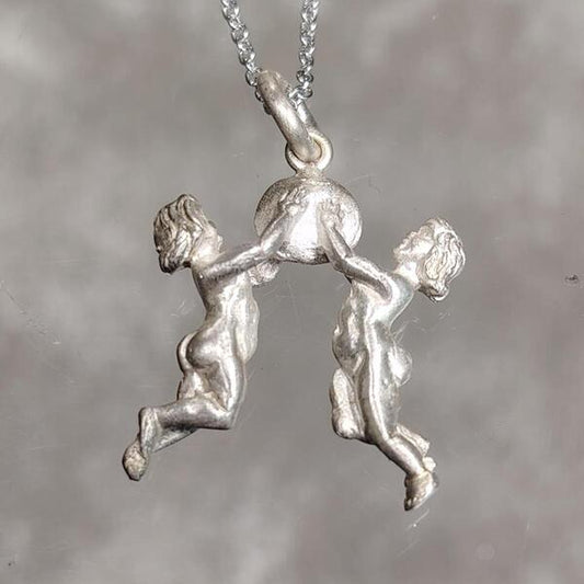Ciondolo Zodiacale Gemelli in Argento 925 Artigianale  stile Vintage – Fatto a Mano Senza Nichel
