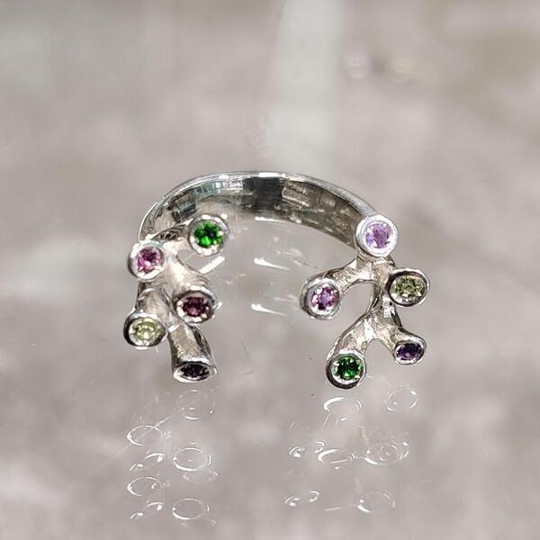 Anello artigianale Armonia Cromatica in argento 925