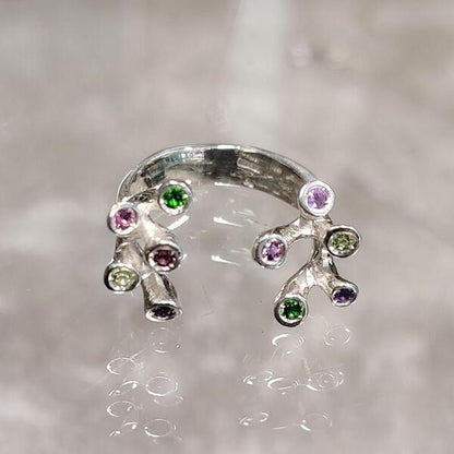 Anello artigianale Armonia Cromatica in argento 925