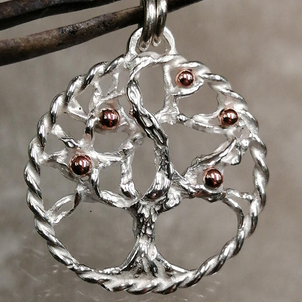 Ciondolo artigianale Albero della Vita in argento 925 e rame
