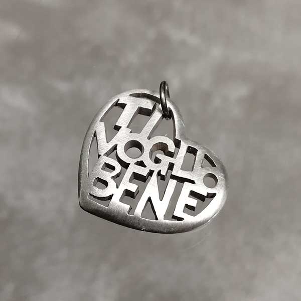 Ciondolo Cuore Ti Voglio Bene in argento 925 satinato