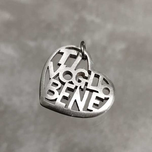 Ciondolo Cuore  artigianale Ti Voglio Bene in argento 925 satinato