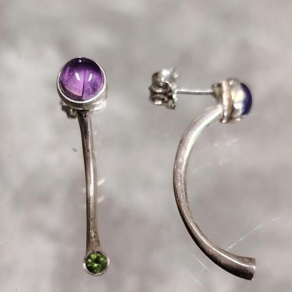 orecchini Arcata in argento ametista peridoto