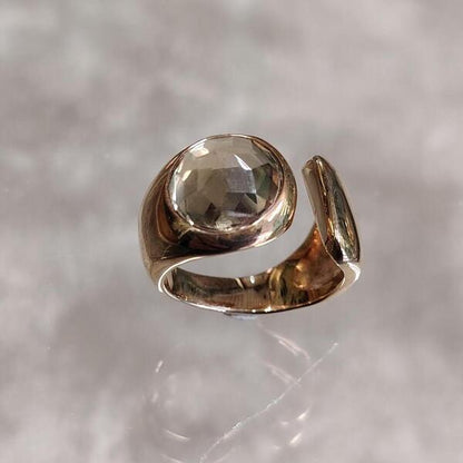 Anello artigianale Petalo di Bronzo con quarzo citrino