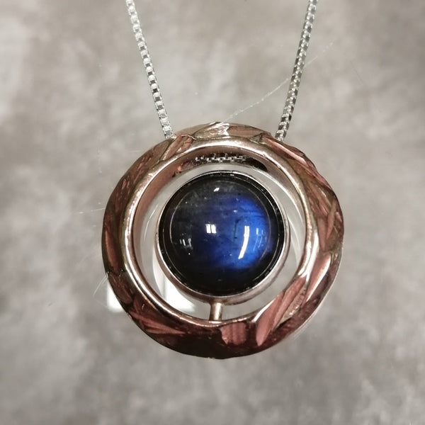 Ciondolo artigianale unisex occhio di protezione artigianale  Seyis bronzo e argento 925  e labradorite