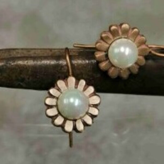 orecchini margherite in bronzo e perle