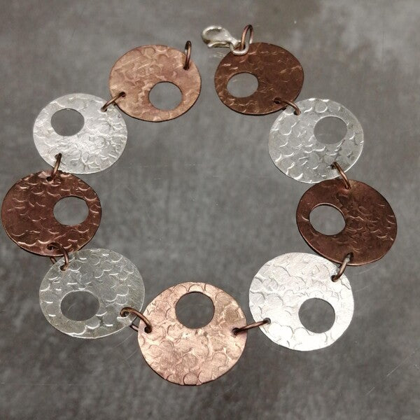 bracciale artigianale Teodora in argento 925 e bronzo