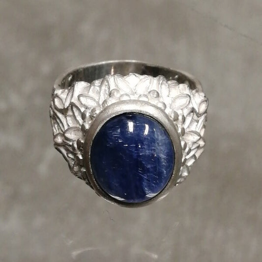 anello Agatea in argento bianco con cianite mis 15