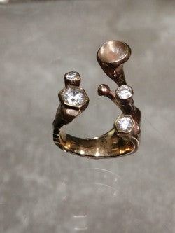 anello  Altea unico in bronzo zirconi quarzo rosa mis 13