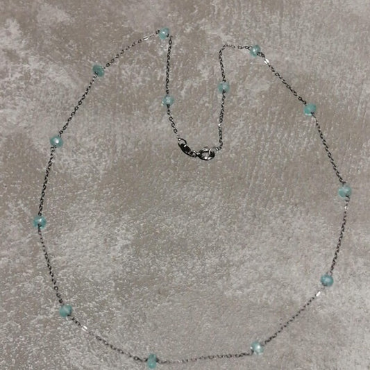 GIROCOLLO IN ARGENTO BRUNITO E APATITI CM 40