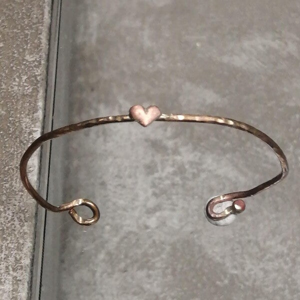 BRACCIALE  ARTIGIANALE CUORE IN BRONZO