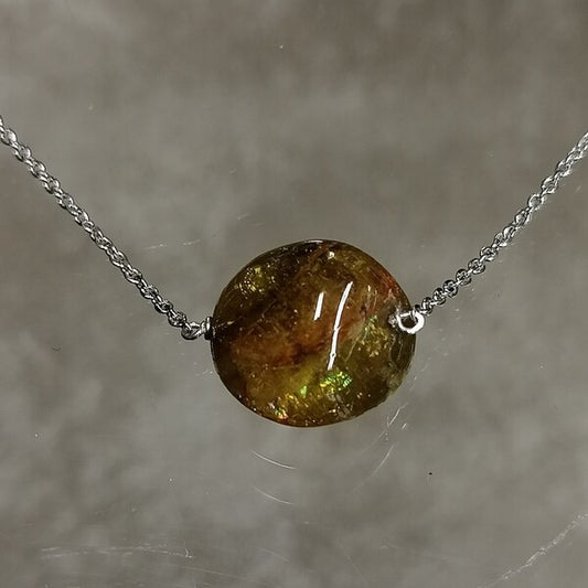 Girocollo  artigianale Citrus in argento 925 e citrino.