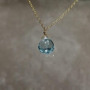 girocollo in argento e topazio azzurro